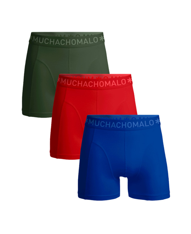 Heren 3-Pack Boxershorts Effen Green/Red/Blue