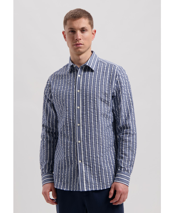 Leonard Shirt Seersucker Stripe