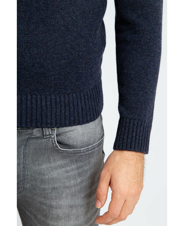 Suitable Lamswol Trui Ronde Hals Navy