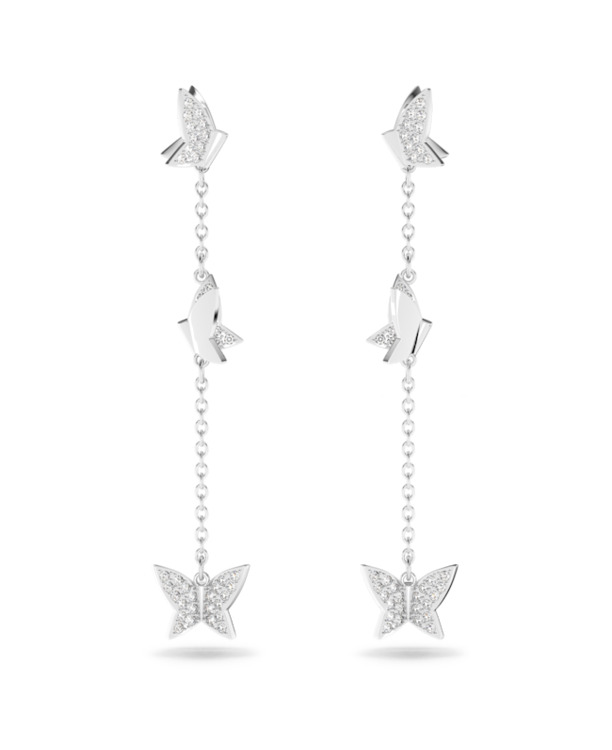 Idyllia Lilia Pierced Earrings Chain Earrings Rhodium shiny Crystal