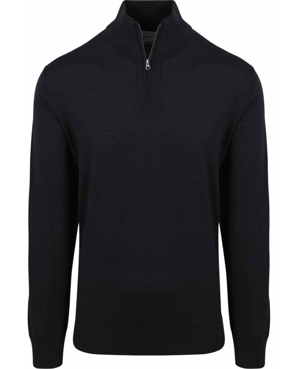 King Essentials The Michael Half Zip Pull Merino Zwart
