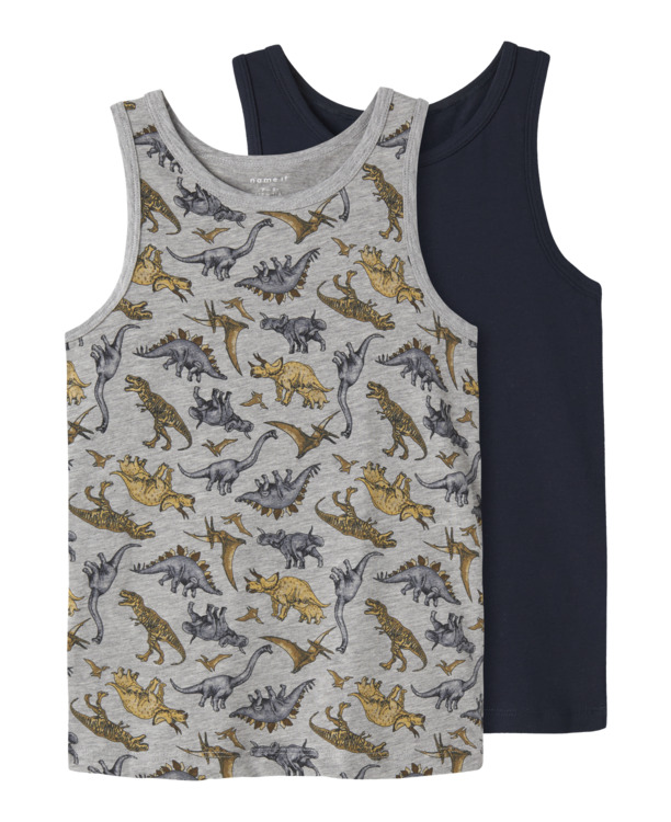 NKMPTANK TOP 2P GRIJS MELANGE DINO INJ Jongens