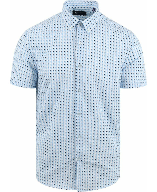 Suitable Short Sleeve Overhemd Print Blauw