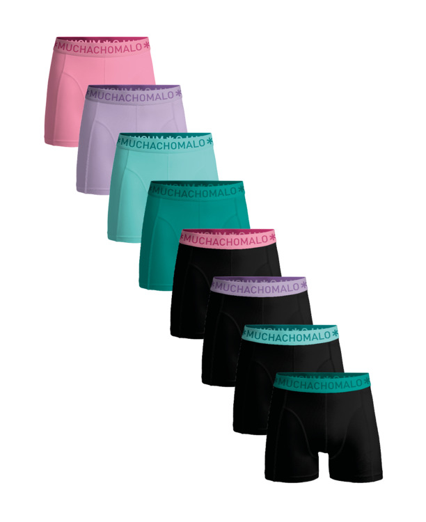 Heren 8-Pack Boxershorts Effen Black/Green/Purple/Pink