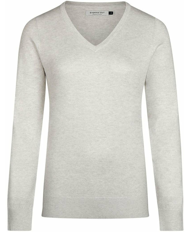 Steppin' Out Damestrui Cotton Cashmere V-hals Grijs