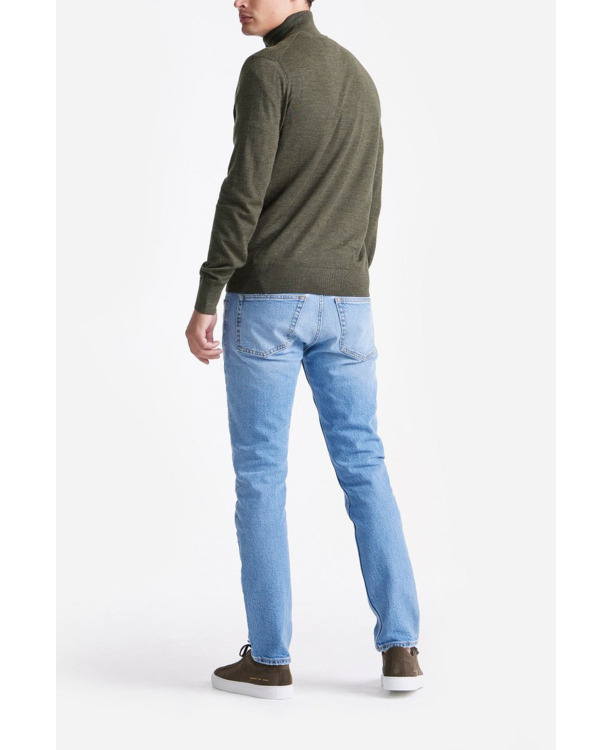 King Essentials The Michael Half Zip Pull Army Merino Groen