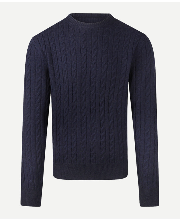 Cable Crew Neck Sweater 100% Lambswool Heren