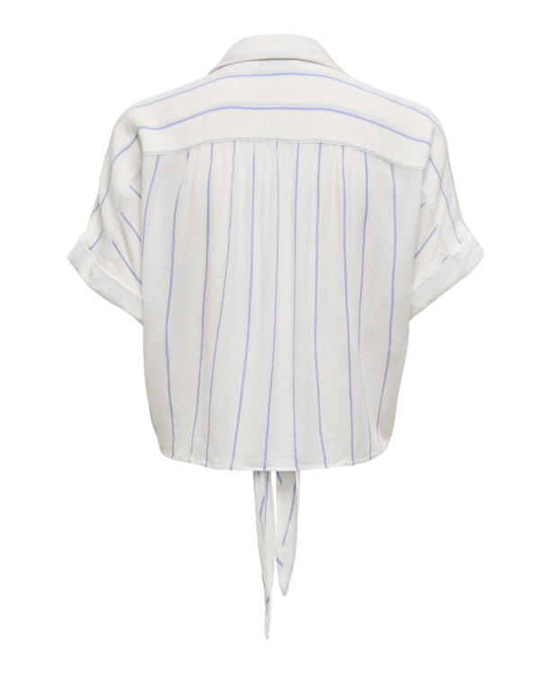 Regular Fit Shirt Collar Short Sleeves (S/S) Cropped vrouwelijk overhemd met knoopdetail