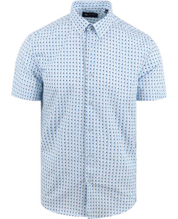 Suitable Short Sleeve Overhemd Print Blauw
