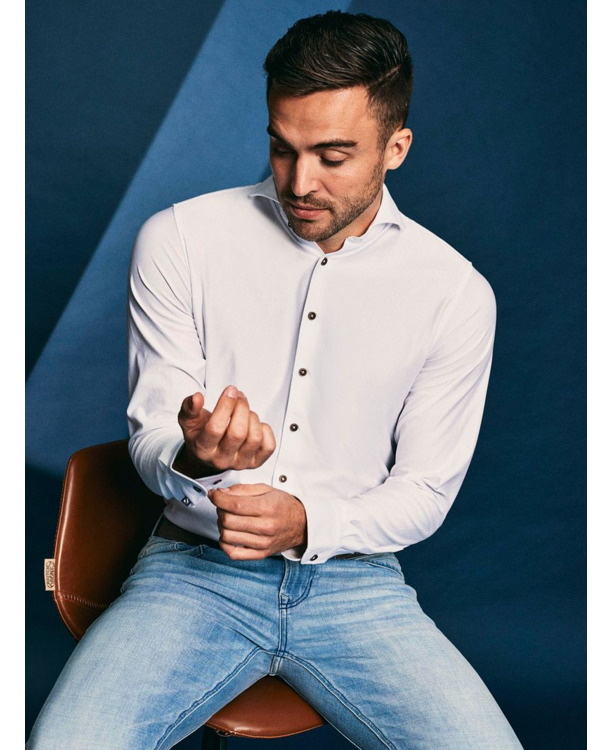 Suitable Herringbone Overhemd Wit