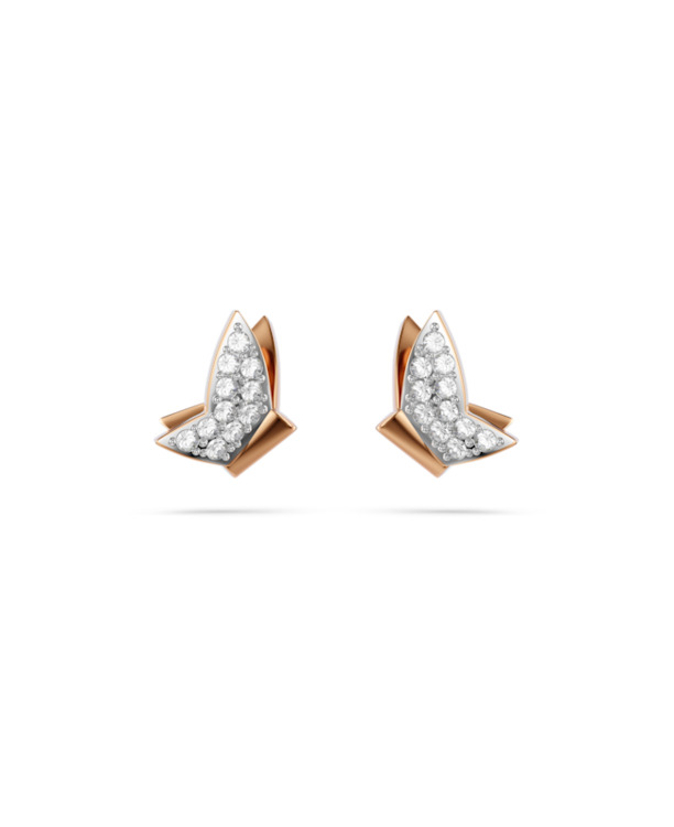 Idyllia Lilia Pierced Earrings Stud Rose Gold shiny Crystal