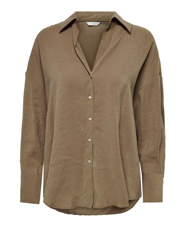 Oversize Fit Shirt Collar Long Sleeves (L/S) Oversized fit overhemd met knoopsluiting en langer op de rug