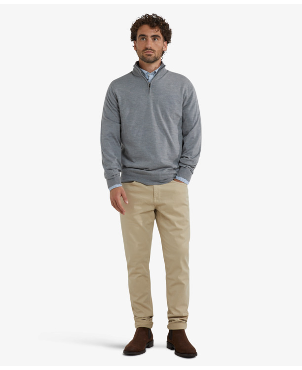 Fine Merino Zip Mock Sweater 100% Extra Fine Merinowol Heren