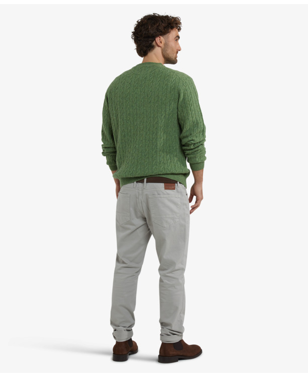 Cable Crew Neck Sweater 100% Lambswool Heren