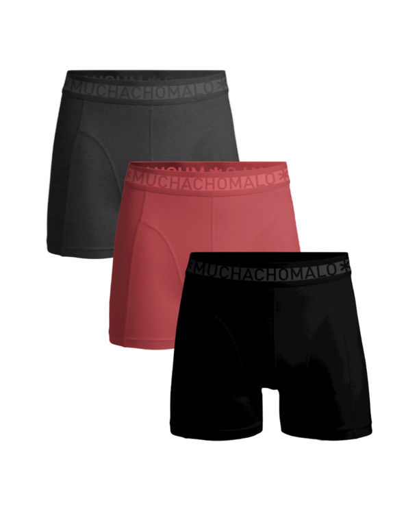Jongens 3-Pack Boxershorts Effen Black/Red/Grey