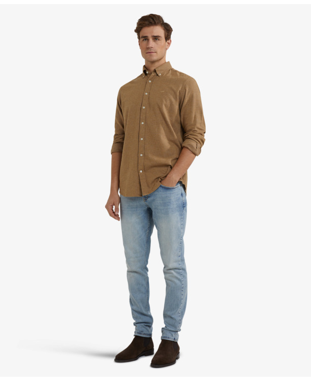 Flannel Melange Oxford Shirt 100% Cotton Heren