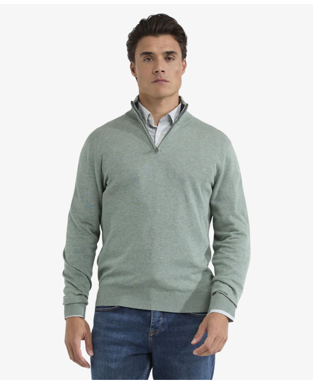 Zip Mock Sweater 100% Cotton Heren