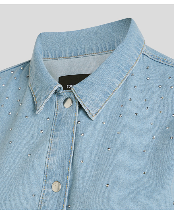 RHINESTONE SS DENIM SHIRT