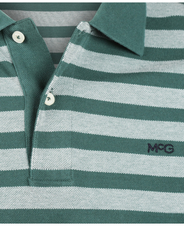 Oxford Piquee Stripe Polo 100% Cotton Heren
