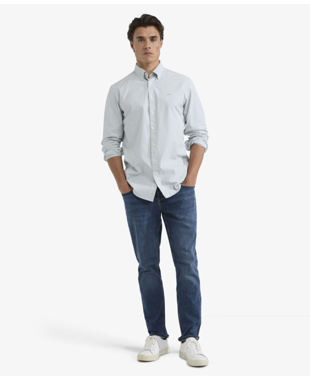 Striped Poplin Shirt 100% Cotton Heren