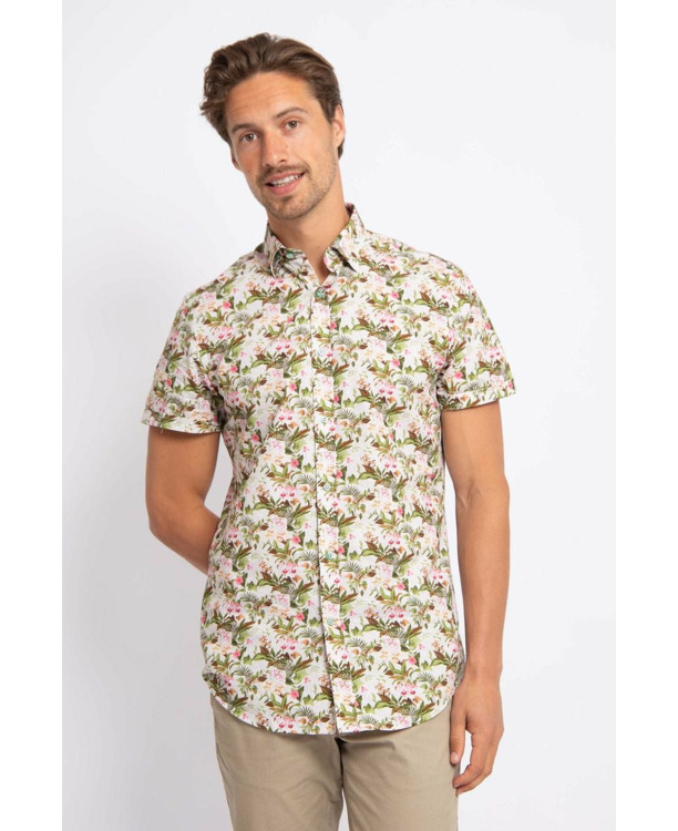 Suitable Short Sleeve Overhemd Print Jungle Groen