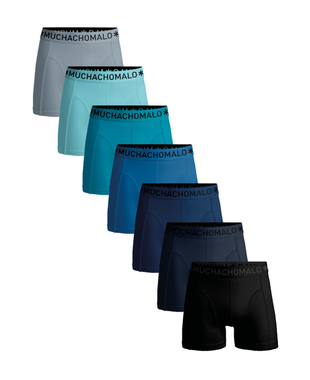 Heren 7-Pack Boxershorts Effen Black/Blue/Grey
