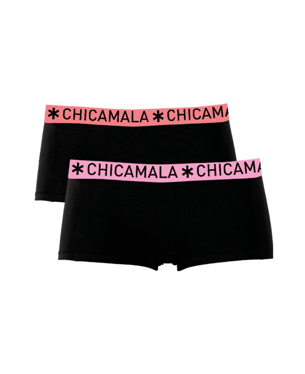 Meisjes 2-pack Boxer Shorts Effen Black
