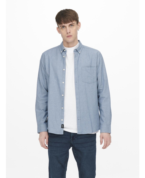 Slim Fit Button Down Kraag Lange Mouwen (L/M) Heren