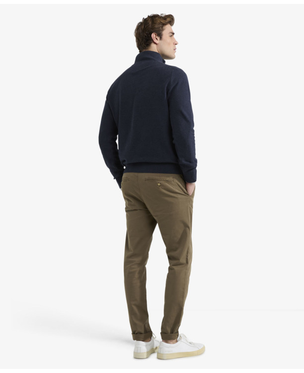 Structured Zip Mock Sweater 100% Cotton Heren