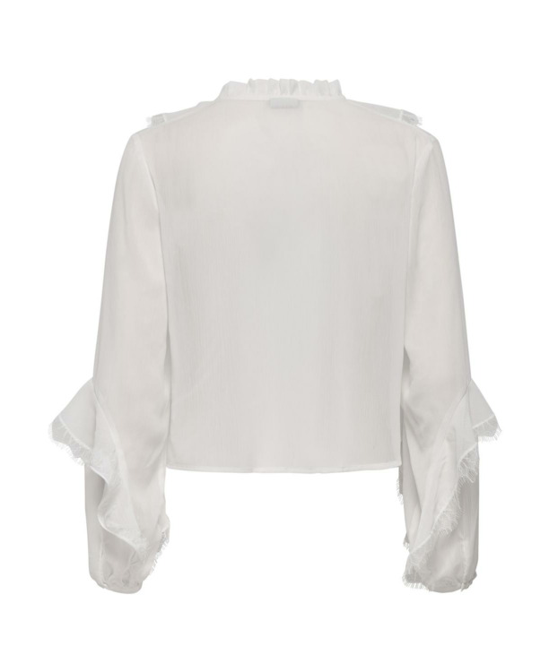 Regular Fit V-Neck Long Sleeves (L/S) Regular fit top met lange mouwen en ruches