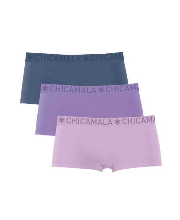 Dames 3-pack Boxershorts Effen Pink/Purple/Blue