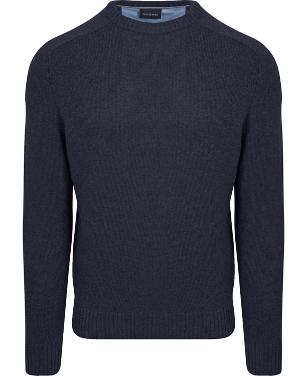 Suitable Lamswol Trui Ronde Hals Navy