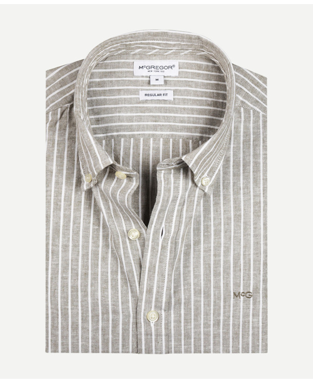 Cotton Linen Stripe Shirt Heren