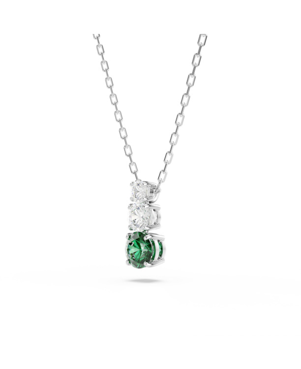 Stilla Round Attract Pendant Round Rhodium shiny Emerald Green White