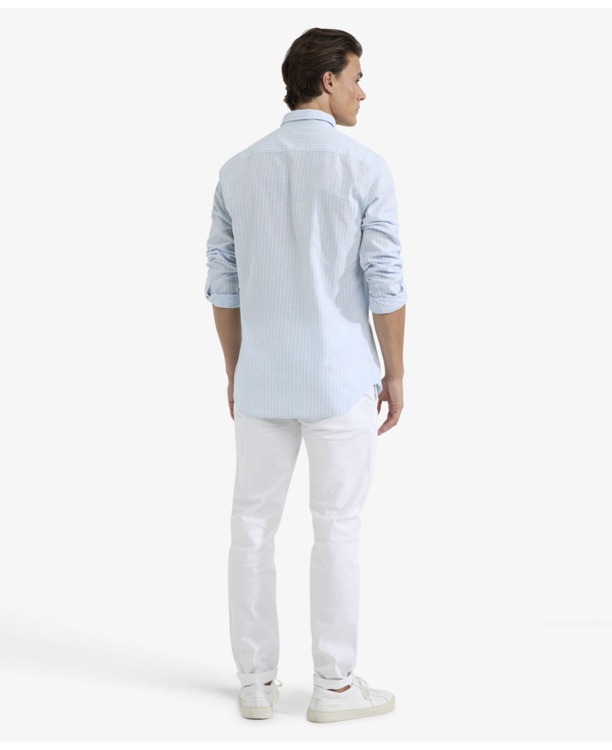 Cotton Linen Stripe Shirt Heren