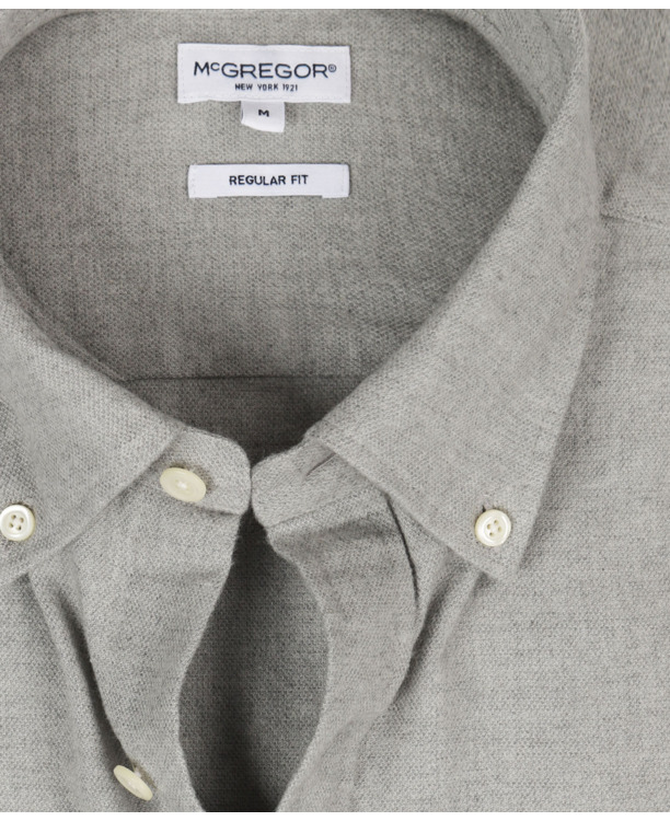 Flannel Melange Oxford Shirt 100% Cotton Heren