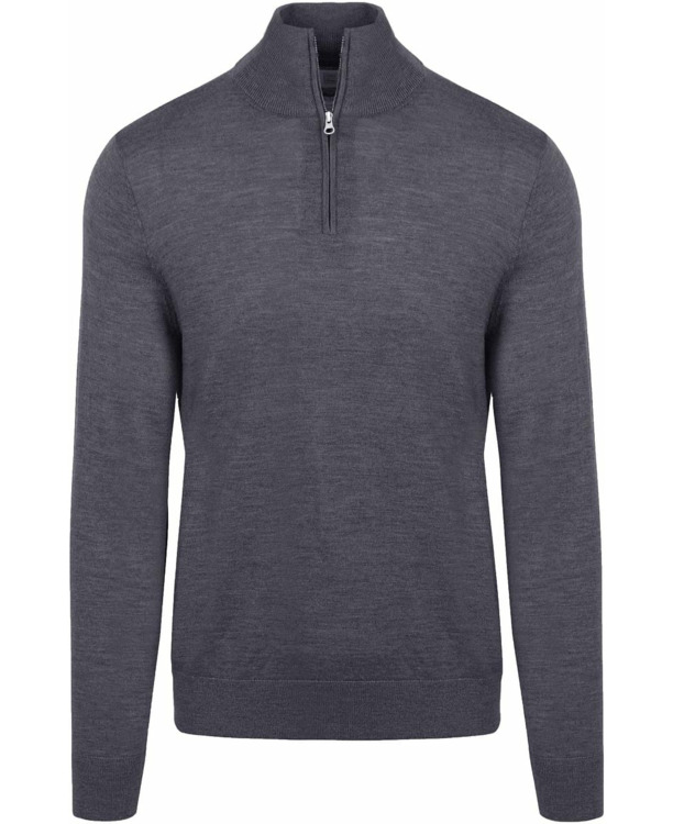 King Essentials The Michael Half Zip Pull Merino Antraciet