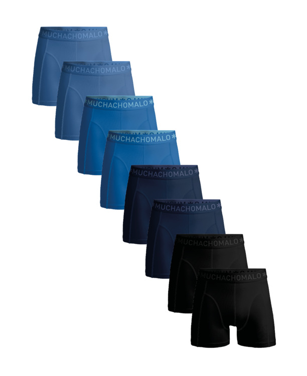 Heren 8-Pack Boxershorts Effen Black/Blue