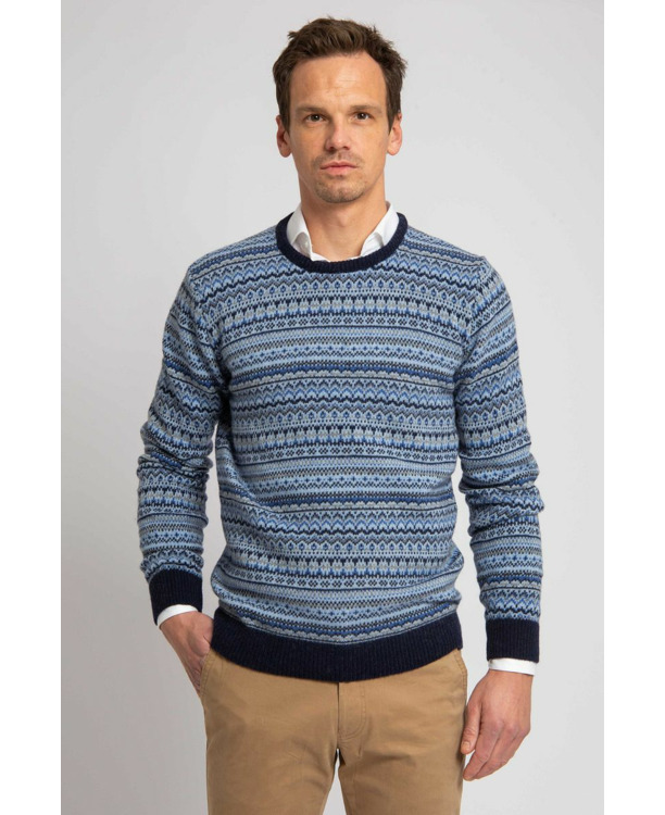 Suitable Prestige Fair Isle Pullover Blauw