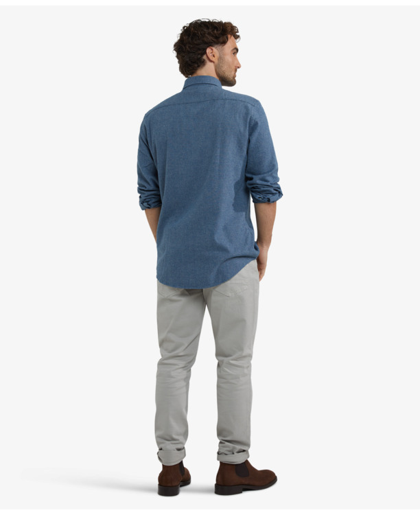 Flannel Melange Oxford Shirt 100% Cotton Heren