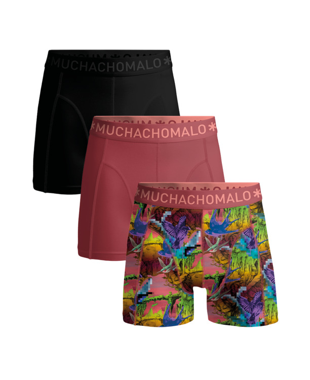 Heren 3-Pack Boxershorts Print/Effen Print/Red/Black