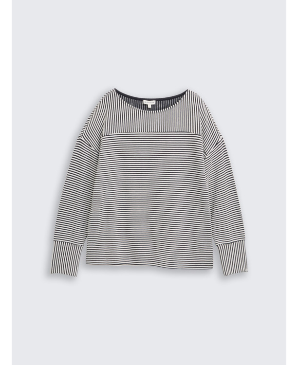 Sweatshirt met gestreepte print en wijde hals