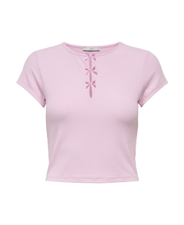 Regular Fit O-Neck Short Sleeves (S/S) T-shirt met strikdetail voor dagelijks gebruik