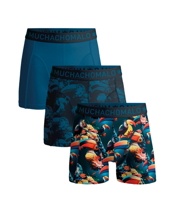 Heren 3-Pack Boxershorts Print/Print/Effen Print/Print/Blue