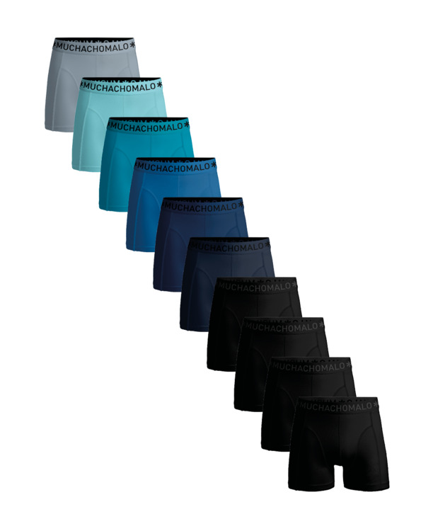 Heren 10-pack Boxershorts effen Black/Blue/Grey