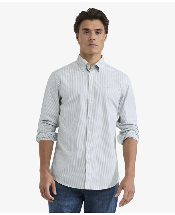 Striped Poplin Shirt 100% Cotton Heren