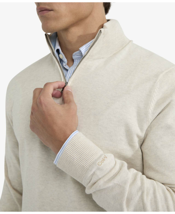 Zip Mock Sweater 100% Cotton Heren