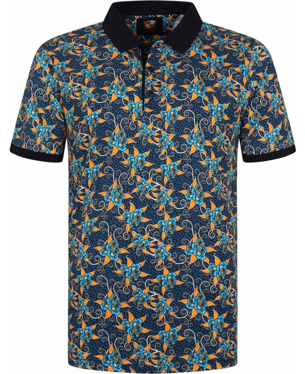 Suitable Polo Bloemen Donkerblauw