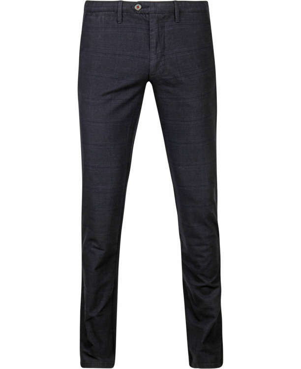 Suitable Chino Sartre Ruit Donkerblauw