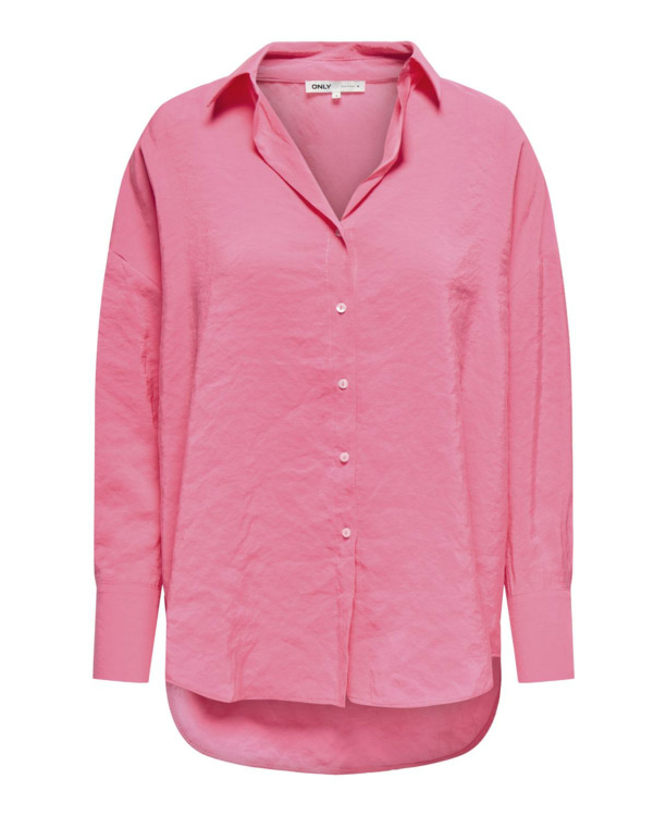 Oversize Fit Shirt Collar Long Sleeves (L/S) Oversized fit overhemd met knoopsluiting en langer op de rug